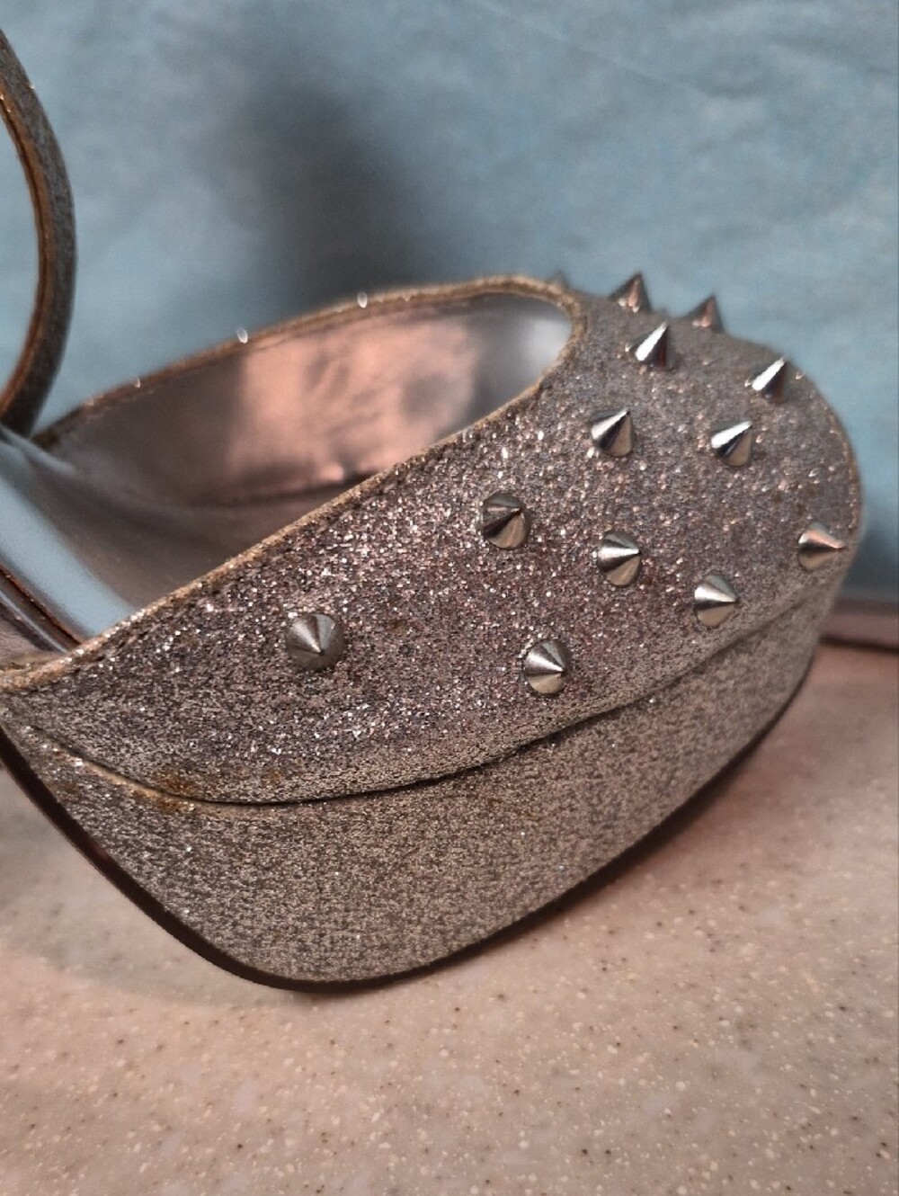 Rue21 Rose Gold Glitter Spike Platform Heels - Picture 8 of 11